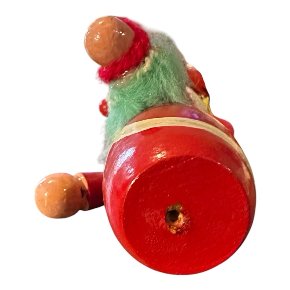 VTG Wooden Santa Christmas Ornament 3" Red Nose Gift Sack Retro Holiday Decor - Picture 4 of 5